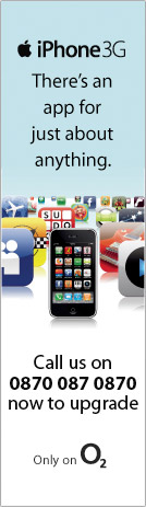 iPhone 3G - There's an app for just about anything. Call us on 0870 087 0870 now to upgrade. Only on O2.